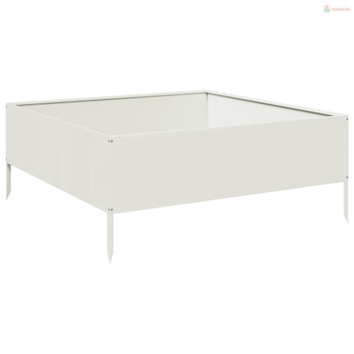 Fehér acél kerti magaságyás 100 x 100 x 25 cm