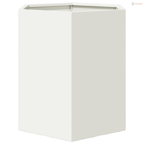 Fehér hatszögű acél kerti növénytartó 46 x 40 x 45 cm