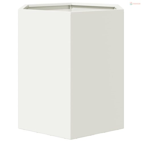 Fehér hatszögű acél kerti növénytartó 46 x 40 x 45 cm