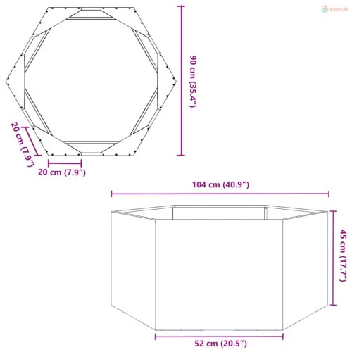 Fehér hatszögű acél kerti növénytartó 104 x 90 x 45 cm
