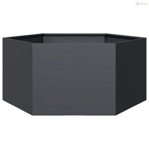 Antracitszürke hatszögű acél kerti növénytartó 104 x 90 x 45 cm