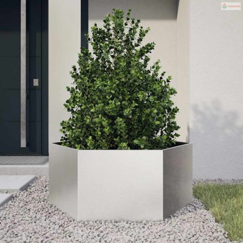 Hatszögű rozsdamentes acél kerti növénytartó 104 x 90 x 45 cm