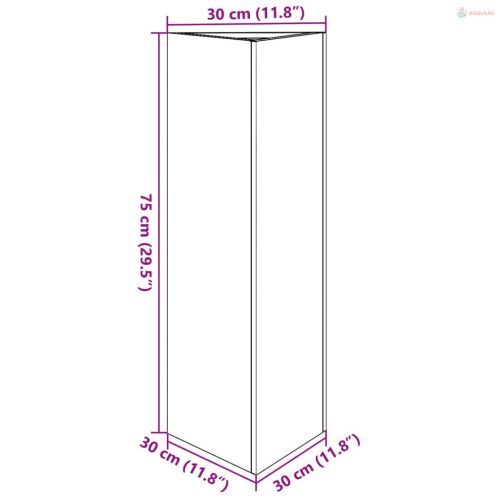 Olívazöld acél háromszög alakú kerti növénytartó 30x26x75 cm