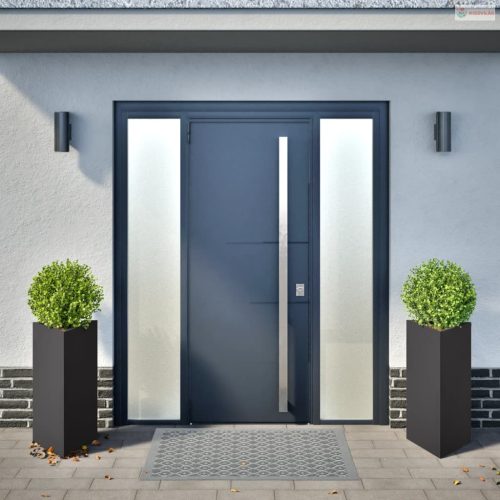 2 db fekete acél háromszög alakú kerti ültetőláda 40x34,5x75 cm