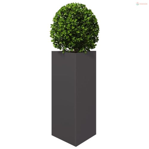 2 db fekete acél háromszög alakú kerti ültetőláda 40x34,5x75 cm