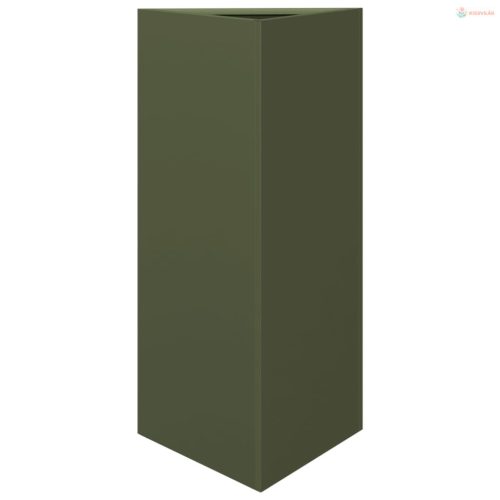 Olívazöld acél háromszög alakú kerti növénytartó 40x34,5x75 cm