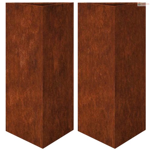 2 db időjárásálló acél háromszög alakú kerti ültető 40x34,5x75 cm