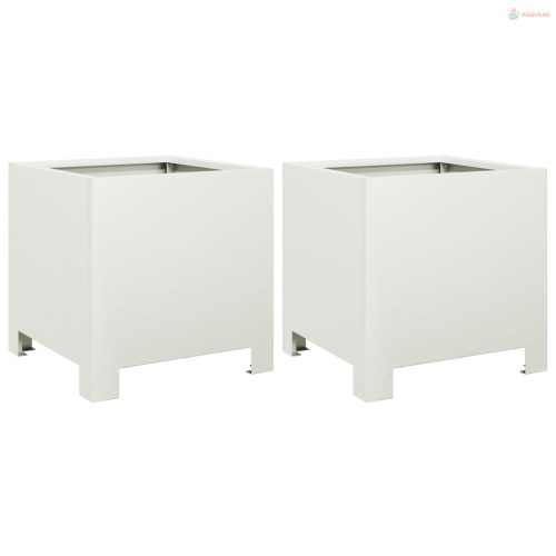 2 db fehér acél kerti növénytartó 30 x 30 x 30 cm