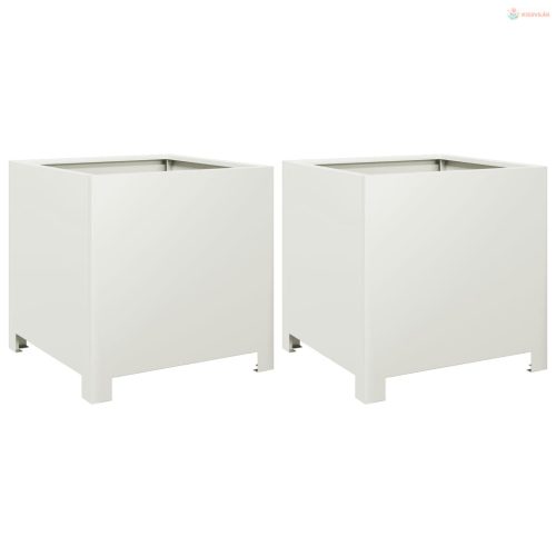 2 db fehér acél kerti növénytartó 40 x 40 x 40 cm