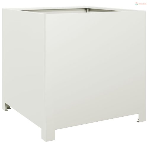 Fehér acél kerti virágtartó 50 x 50 x 50 cm