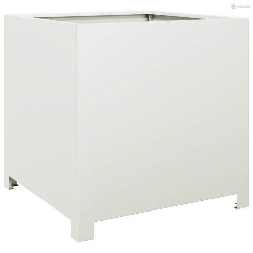 Fehér acél kerti virágtartó 50 x 50 x 50 cm