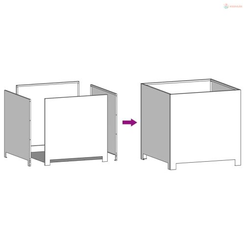 Fehér acél kerti virágtartó 50 x 50 x 50 cm