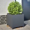 Antracitszürke acél kerti virágtartó 50 x 50 x 50 cm