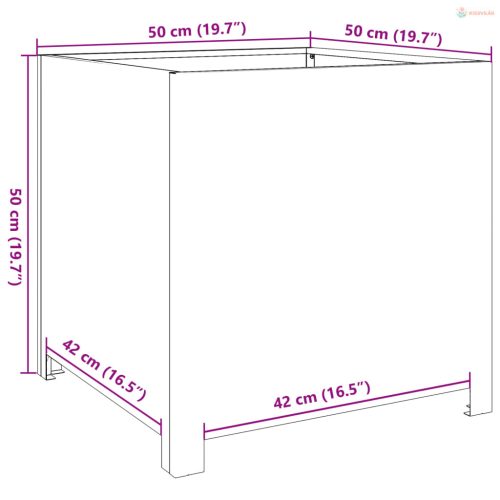Antracitszürke acél kerti virágtartó 50 x 50 x 50 cm