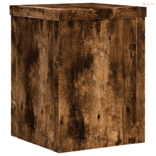 2 db füstös tölgy szerelt fa növénytartó állvány 15 x 15 x 20cm