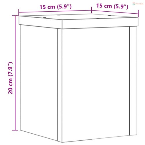 2 db füstös tölgy szerelt fa növénytartó állvány 15 x 15 x 20cm