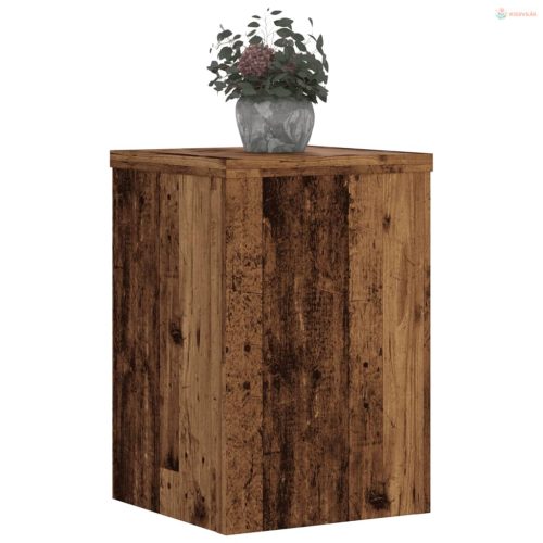 2 db antik fa színű szerelt fa növénytartó állvány 20x20x30 cm