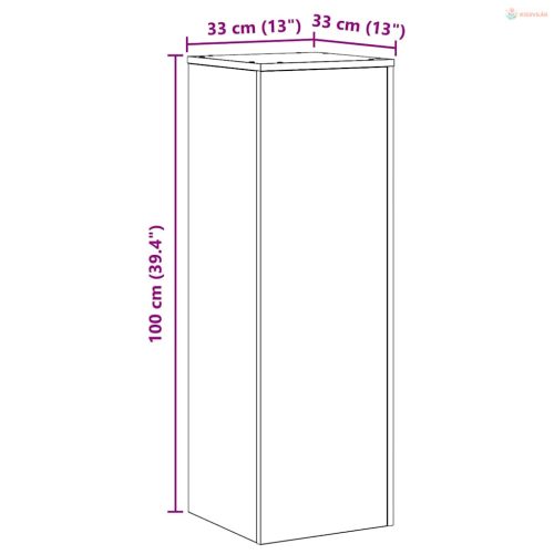 Szürke sonoma színű szerelt fa növényállvány 33 x 33 x 100 cm