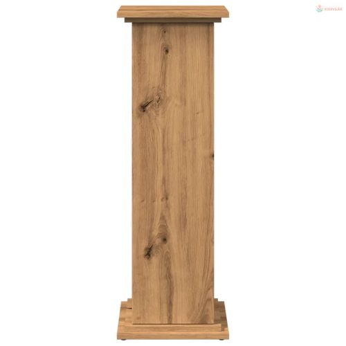 Kézműves tölgy szerelt fa bemutatóállvány tárolóval 31x30x90 cm