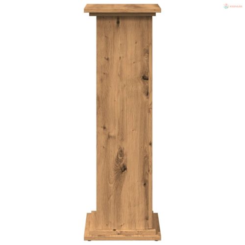 Kézműves tölgy szerelt fa bemutatóállvány tárolóval 31x30x90 cm