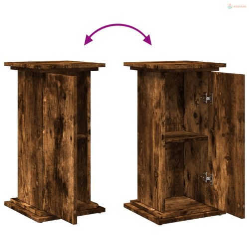 Füstös tölgy szerelt fa bemutatóállvány tárolóval 31x30x60 cm