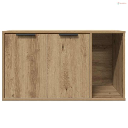 Kézműves tölgy színű szerelt fa macskaalomdoboz 80 x 50 x 45 cm