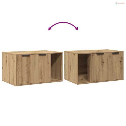 Kézműves tölgy színű szerelt fa macskaalomdoboz 80 x 50 x 45 cm