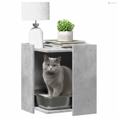 Betonszürke szerelt fa macskaalomdoboz 42 x 42 x 51 cm