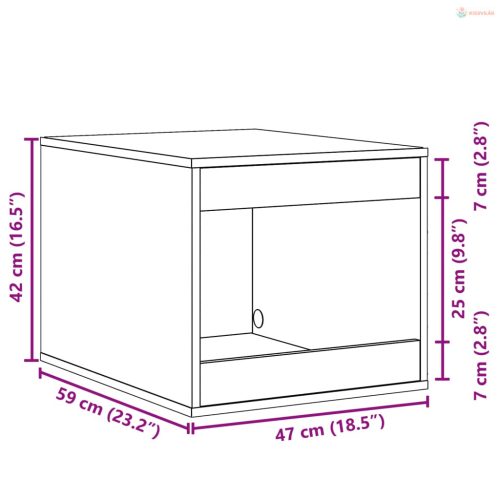 Szürke sonoma színű szerelt fa macskaalomdoboz 47 x 59 x 42 cm