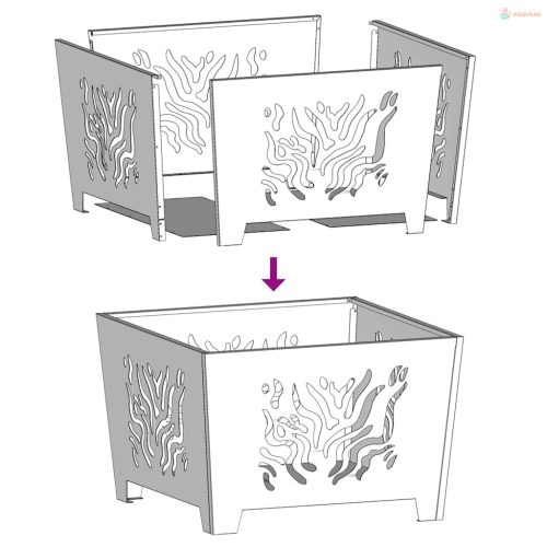 Tűzrakó Fekete 60 x 60 x 40 cm Acél