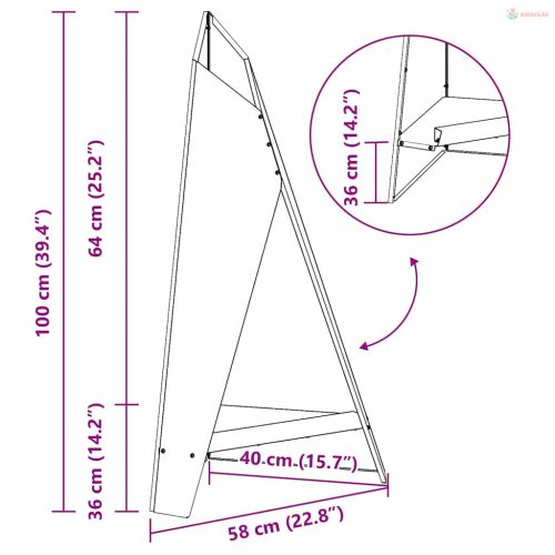 Tűzrakó Fekete 58 x 40 x 100 cm Acél
