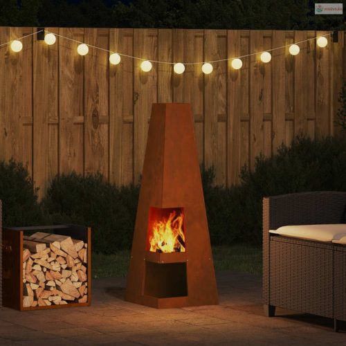 Tűzrakó Barna 35 x 35 x 100 cm Időjárásálló acél