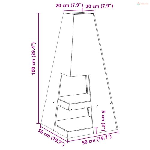 Tűzrakó Fekete 50 x 50 x 100 cm Acél