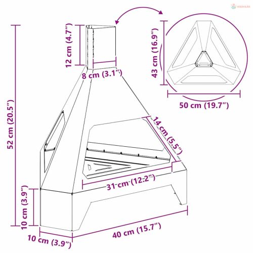 Tűzrakó Fekete 50 x 43 x 52 cm Acél