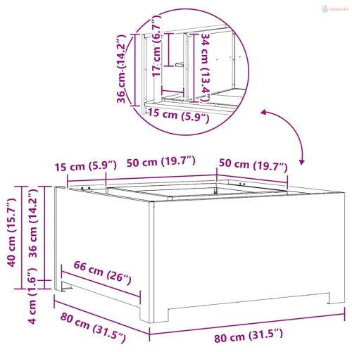 Tűzrakó Fekete 80 x 80 x 40 cm Acél