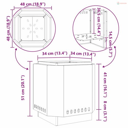 Füstmentes Tűzhely Fekete 48 x 48 x 51 cm Acél