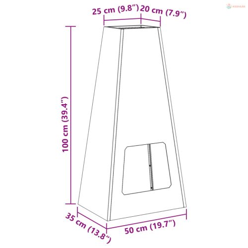 Tűzrakó Fekete 50 x 35 x 100 cm Acél
