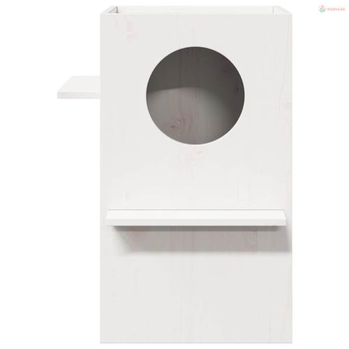 Macskaház fehér 43x43x60 cm tömör fa fenyőfa