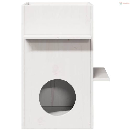 Macskaház fehér 43x43x60 cm tömör fa fenyőfa