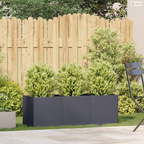 Antracit színű, hidegen hengerelt acél virágláda 120 x 40 x 40 cm