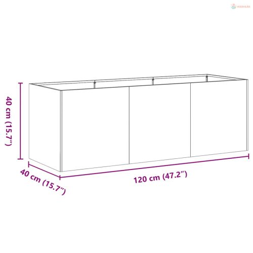 Növénytartó 120x40x40 cm horganyzott acél