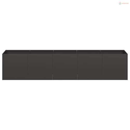 Fekete virágláda, hidegen hengerelt acél, 200 x 40 x 40 cm