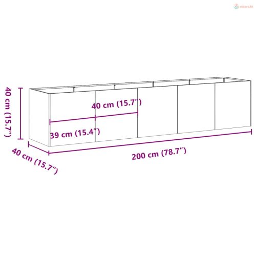 Növénytartó olívazöld 200x40x40 cm hidegen hengerelt acél