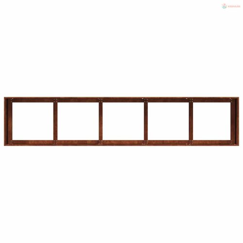 Növénytartó rozsdás 200x40x40 cm időjárásálló acélból