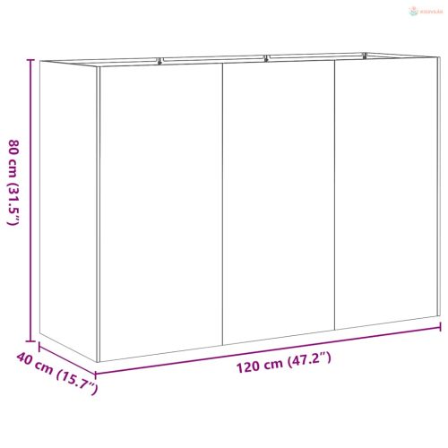 Ültetvény fekete 120x40x80 cm hidegen hengerelt acélból