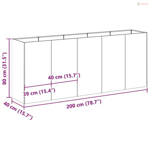 Ültetvény fehér 200x40x80 cm Hidegen hengerelt acélból