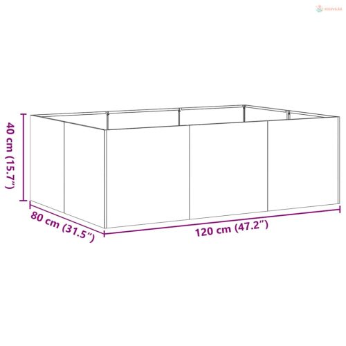 Növénytartó antracit 120x80x40 cm acél