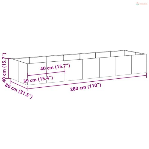 Fehér acél növénytartó 280x80x40 cm