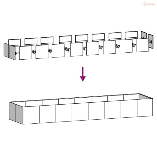 Olívazöld acél növénytartó 360x80x40 cm