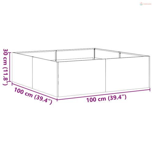 Horganyzott acél növénytartó 100x100x30 cm